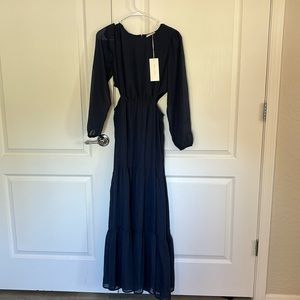 Navy Maxi Dress with Side Cut out